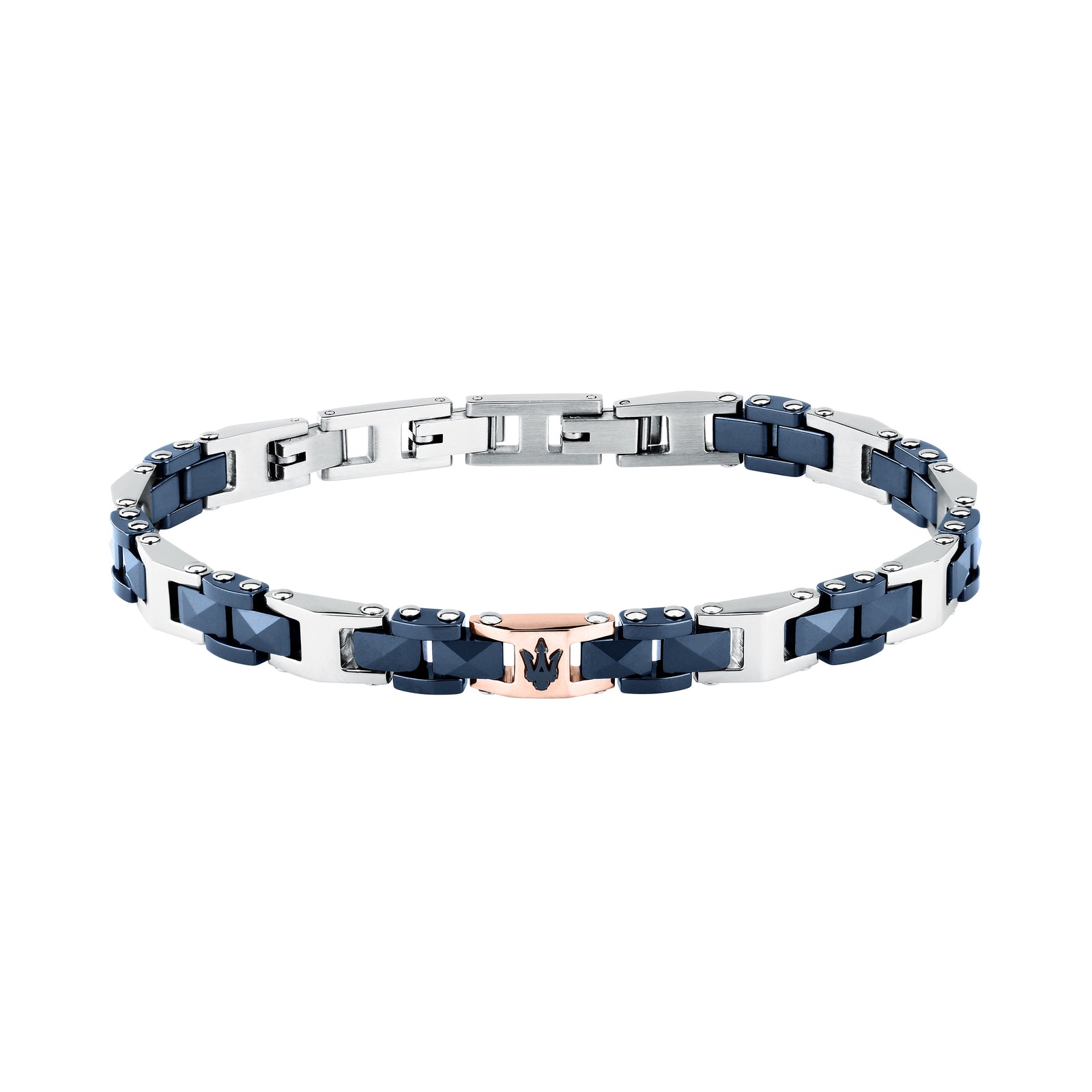 Bracciale Maserati Ceramic JM426ATZ97 uomo in ceramica blu e dettagli oro rosa-2b Gioielli