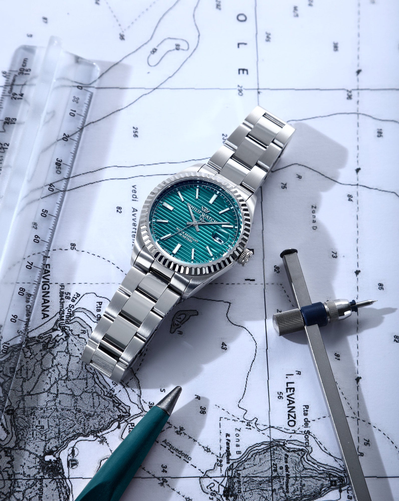 Orologio Philip Watch Caribe Urban R8253597130 uomo verde 39 mm-2b Gioielli