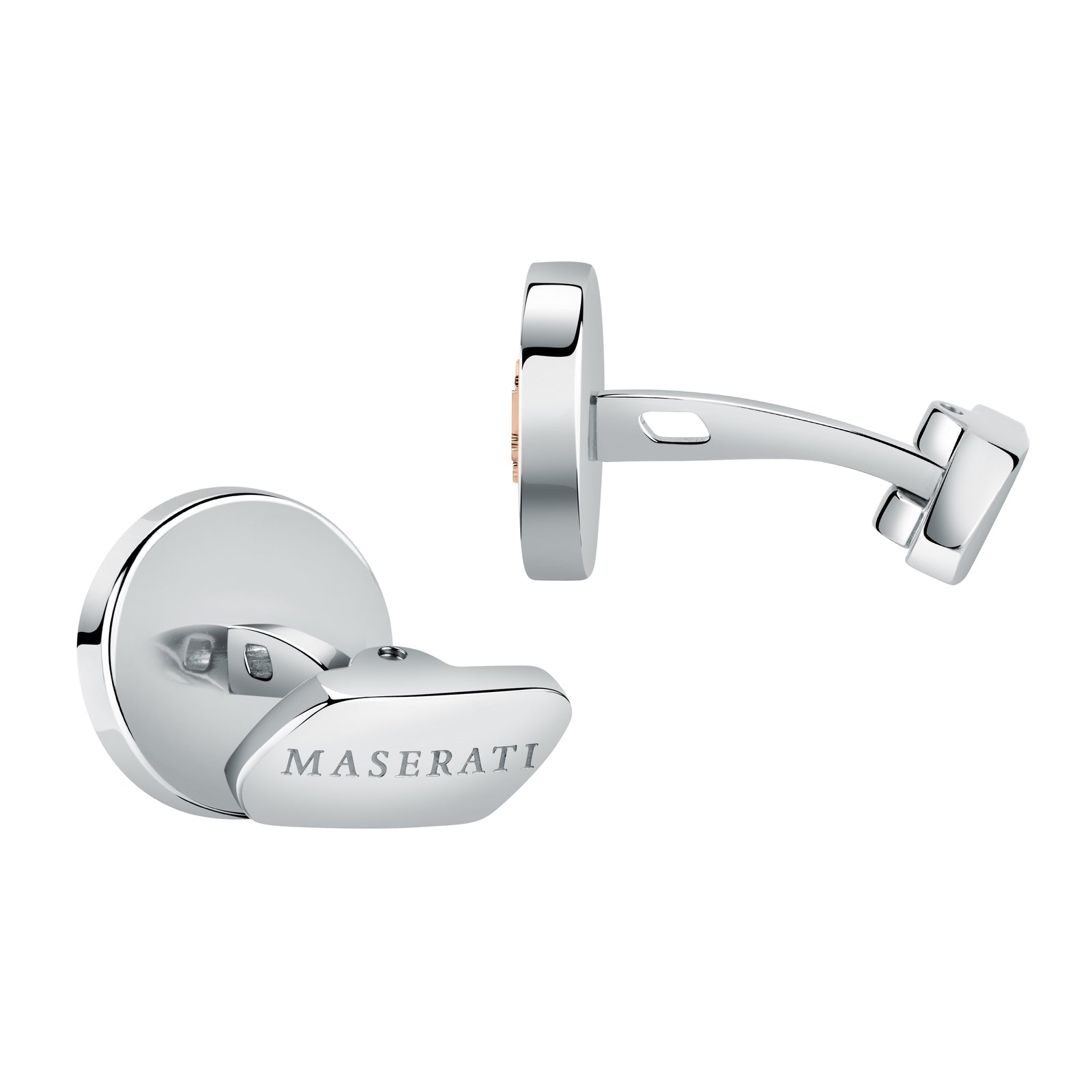 Gemelli Maserati JM121ATK14, retro e chiusure a braccetto con incisione Maserati