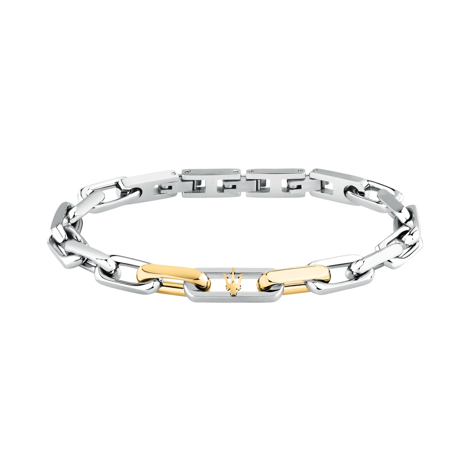 Bracciale Maserati Iconic JM526AVD115 uomo in acciaio argento e oro giallo-2b Gioielli