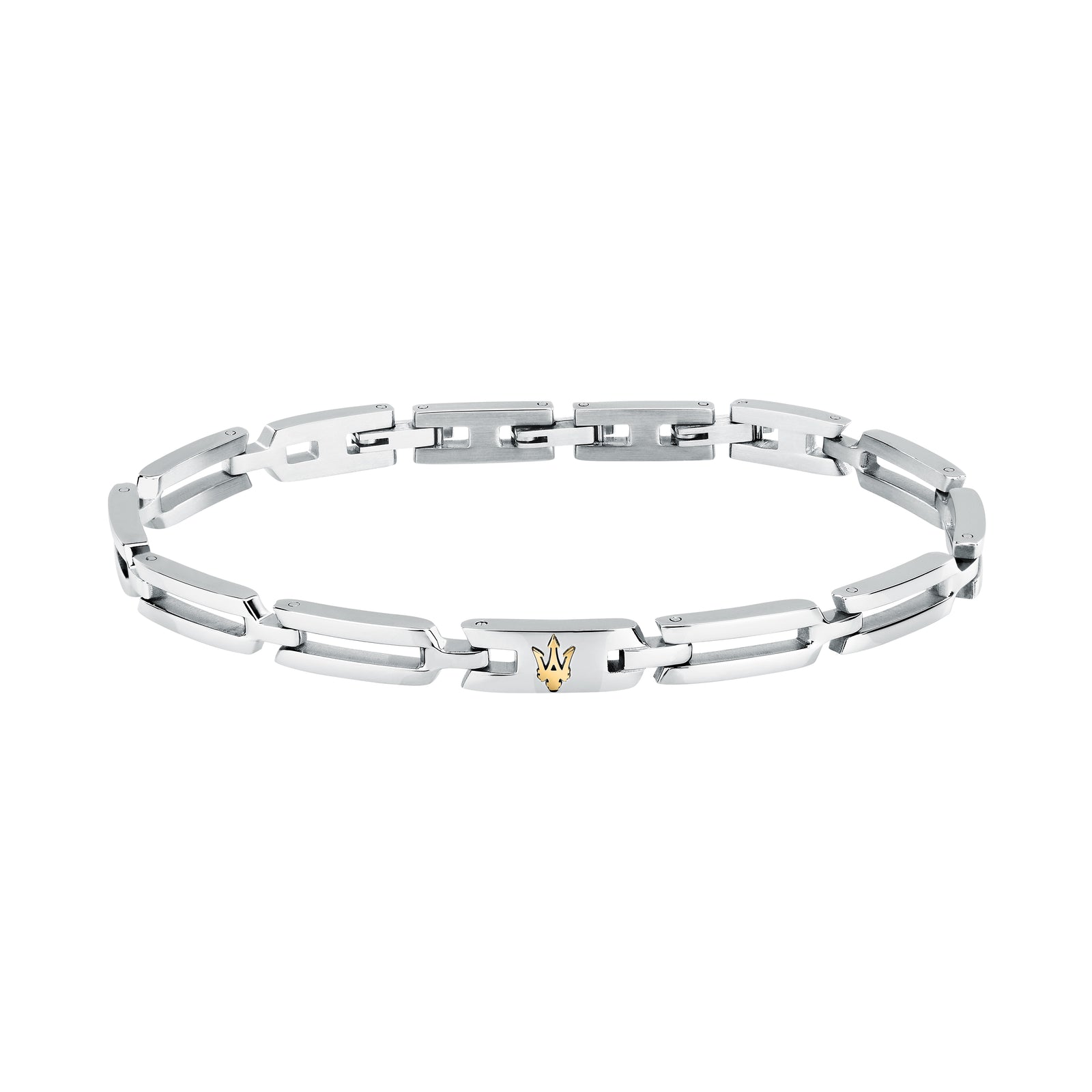 Bracciale Maserati Iconic JM424AVD74 uomo in acciaio con Tridente dorato-2b Gioielli