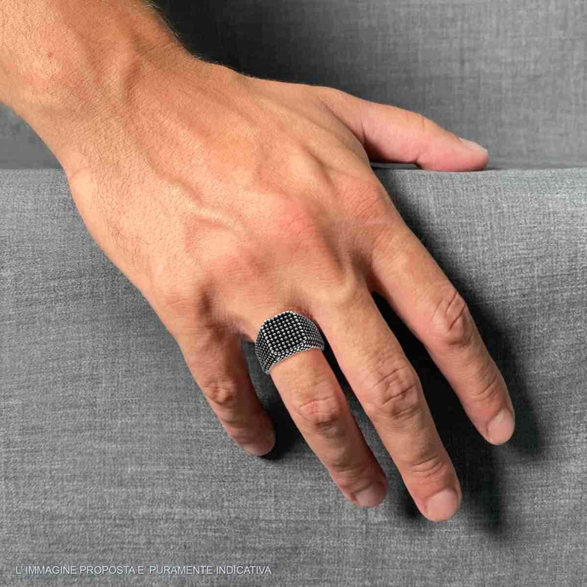 Anello uomo in acciaio pallinato-2b Gioielli