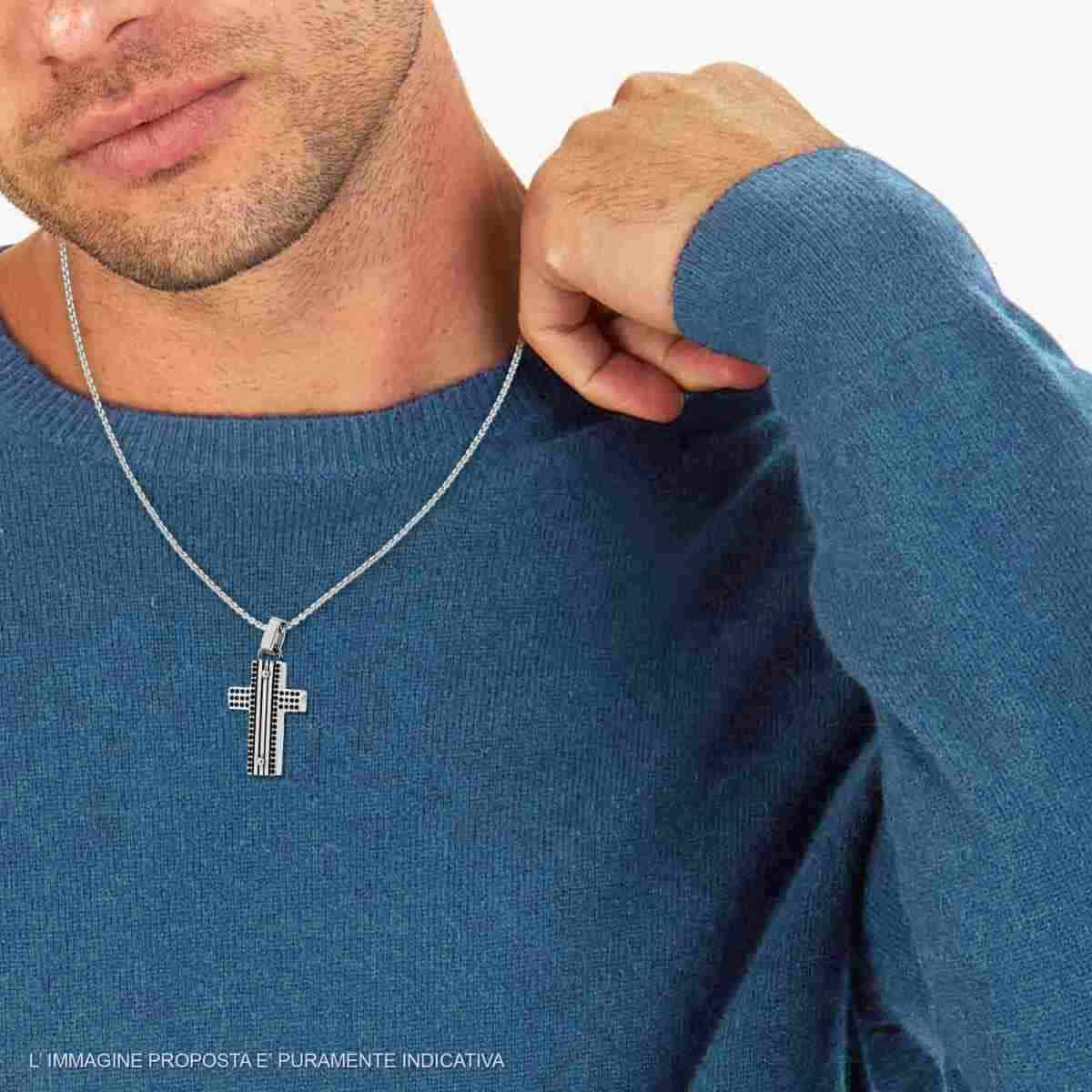 Collana uomo in acciaio croce-2b Gioielli
