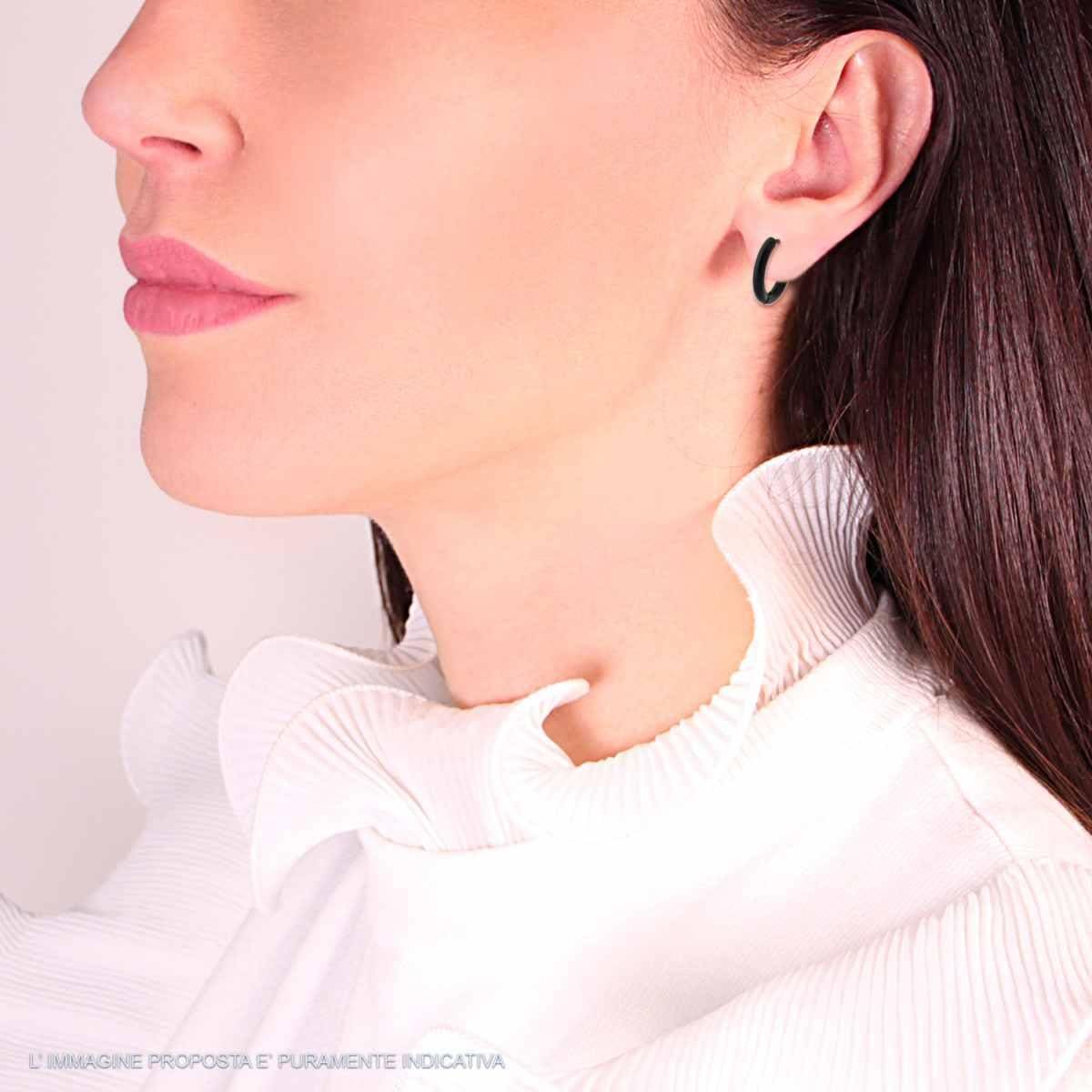 Orecchini in acciaio cerchio 15 mm nero-2b Gioielli