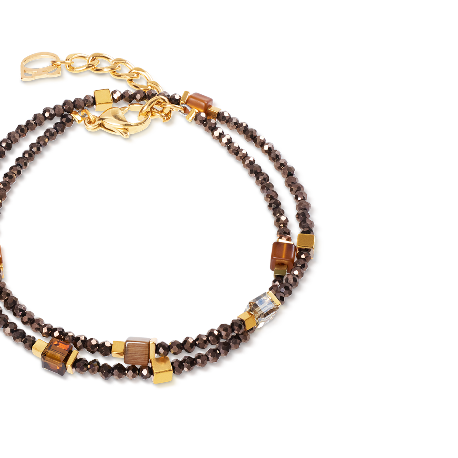 Bracciale COEUR DE LION Joyful Colours Flex 4460301116 donna oro-marrone-2b Gioielli