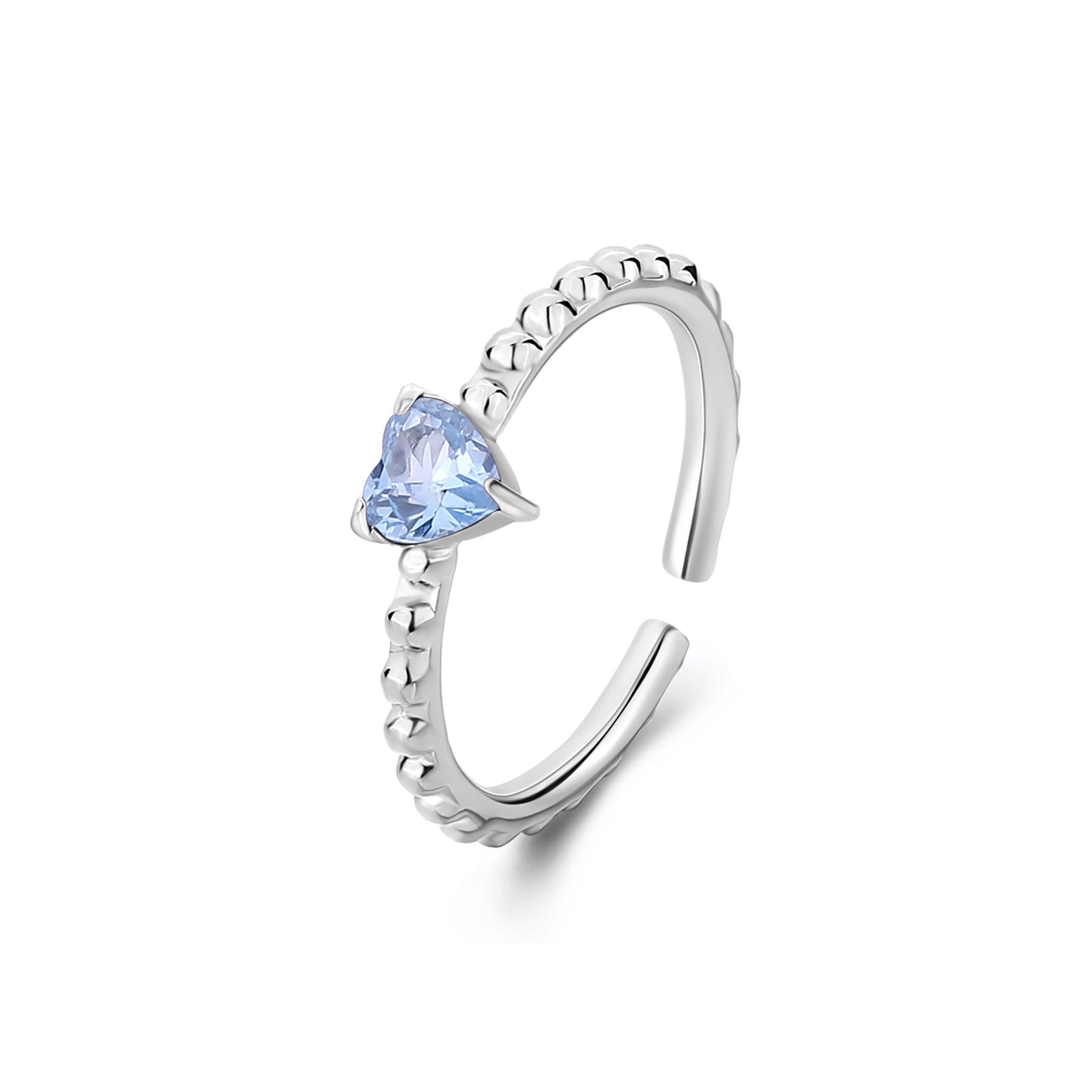 Anello S’Agapõ Dazzly SDZ127 cuore con zirconia acquamarina – misura universale-2b Gioielli