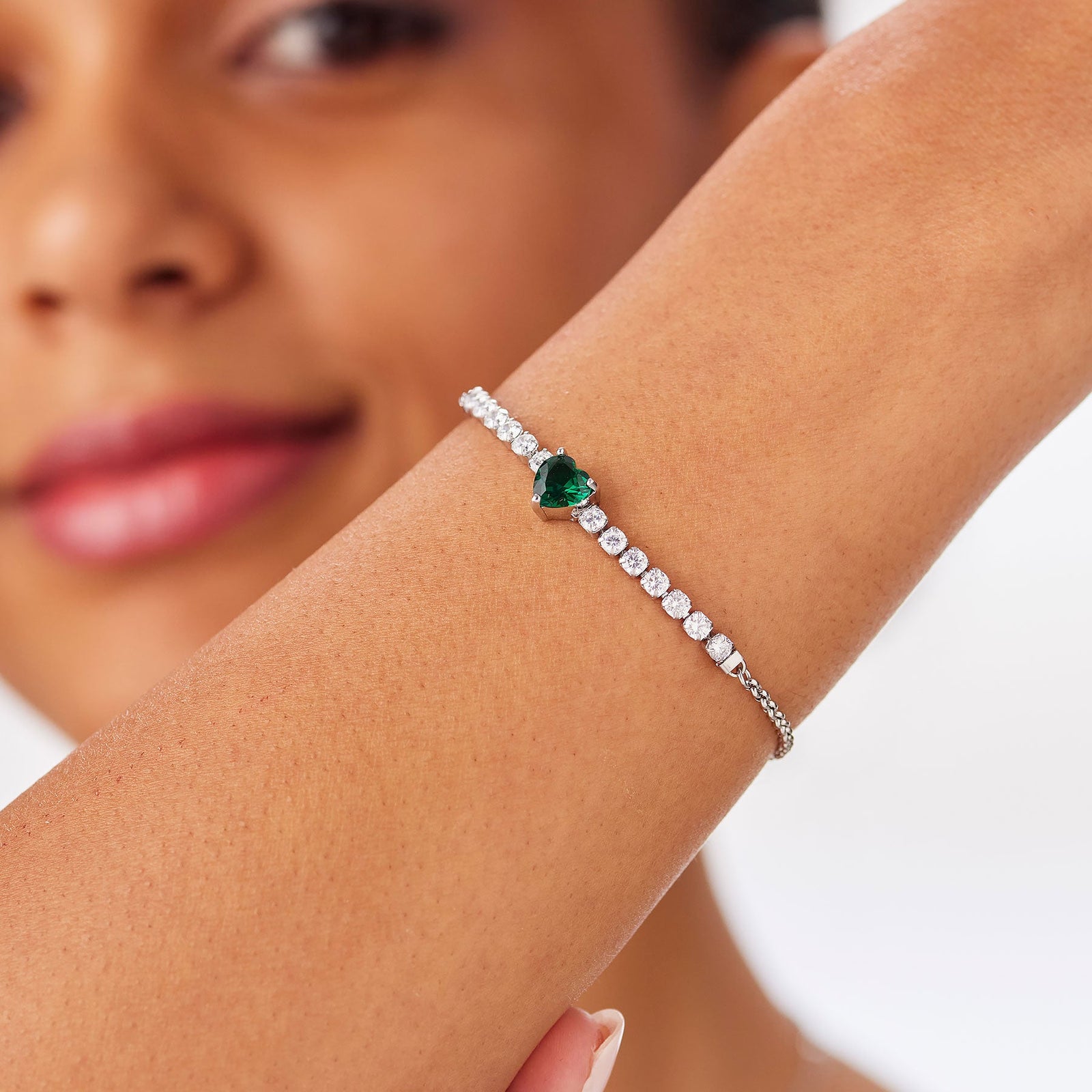 Bracciale S’Agapõ Dazzly SDZ154 cuore verde smeraldo 18,5 cm