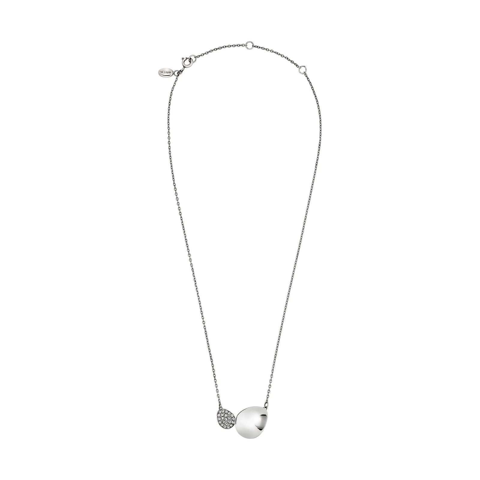 Collana Breil B Whisper Glow TJ4202 argentata con elemento centrale e cristalli, vista intera