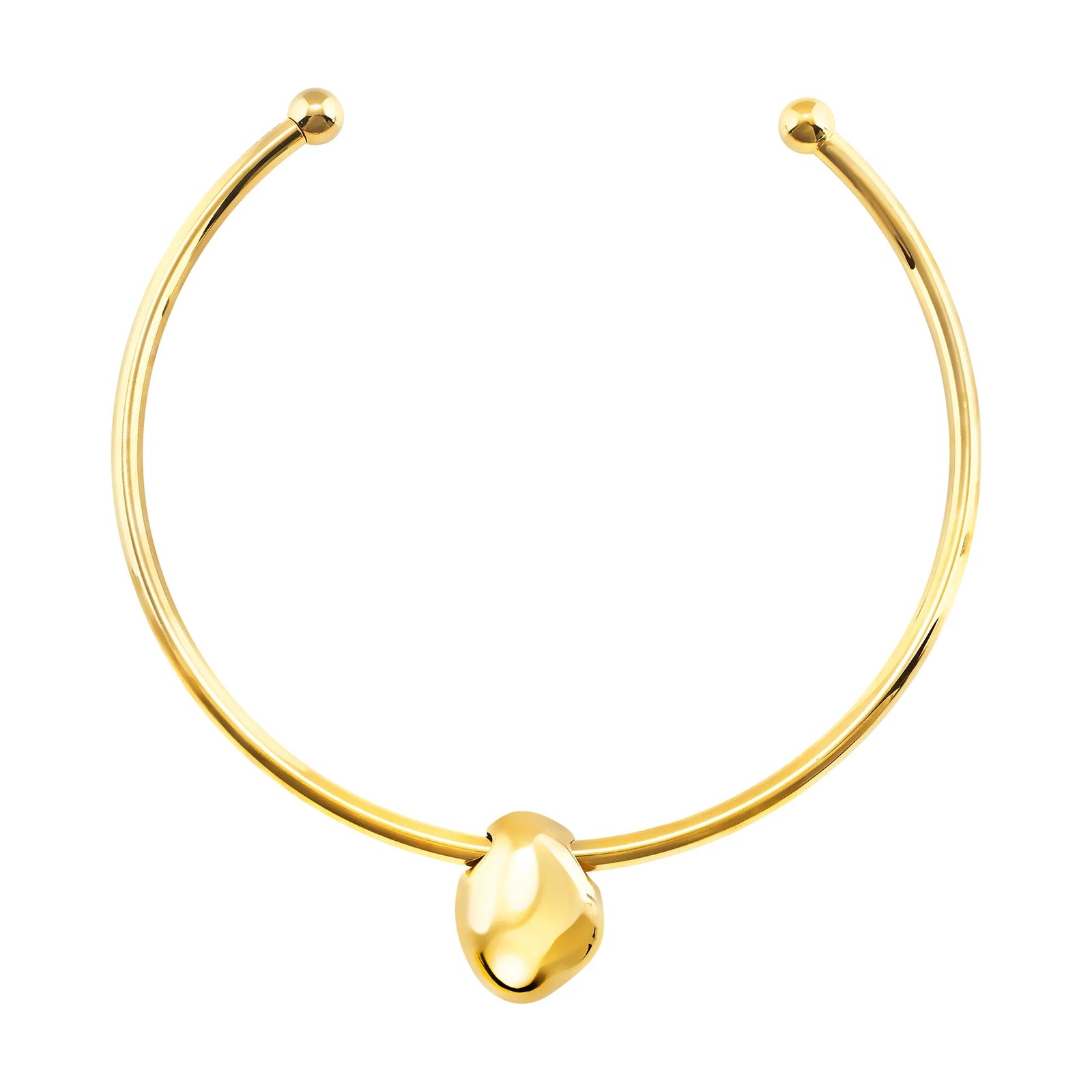 Collana rigida Breil Petra TJ4242 dorata con avventurina verde-2b Gioielli
