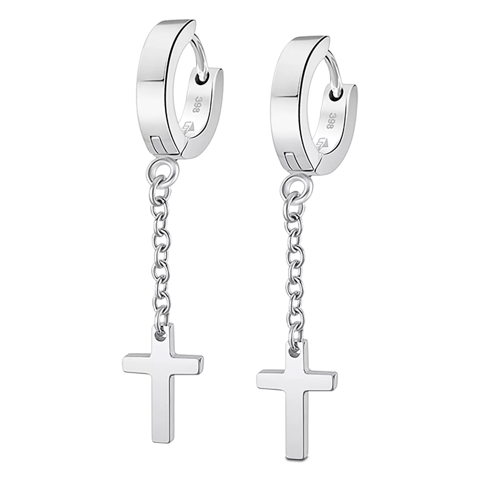 Orecchini Lotus Style LS2173-4/1 uomo – Croce in acciaio-2b Gioielli