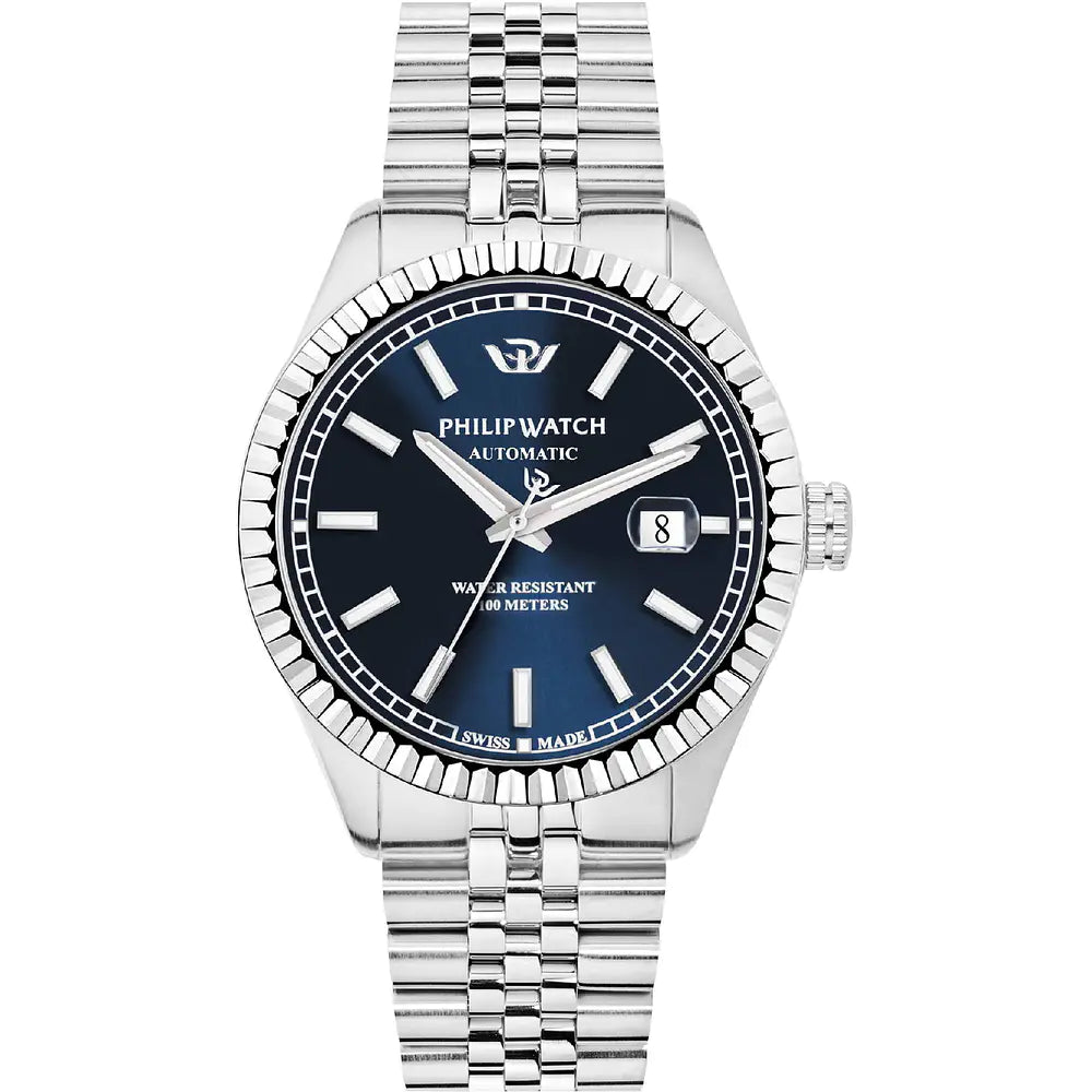 Orologio Philip Watch Caribe R8223597022 automatico uomo quadrante blu-2b Gioielli