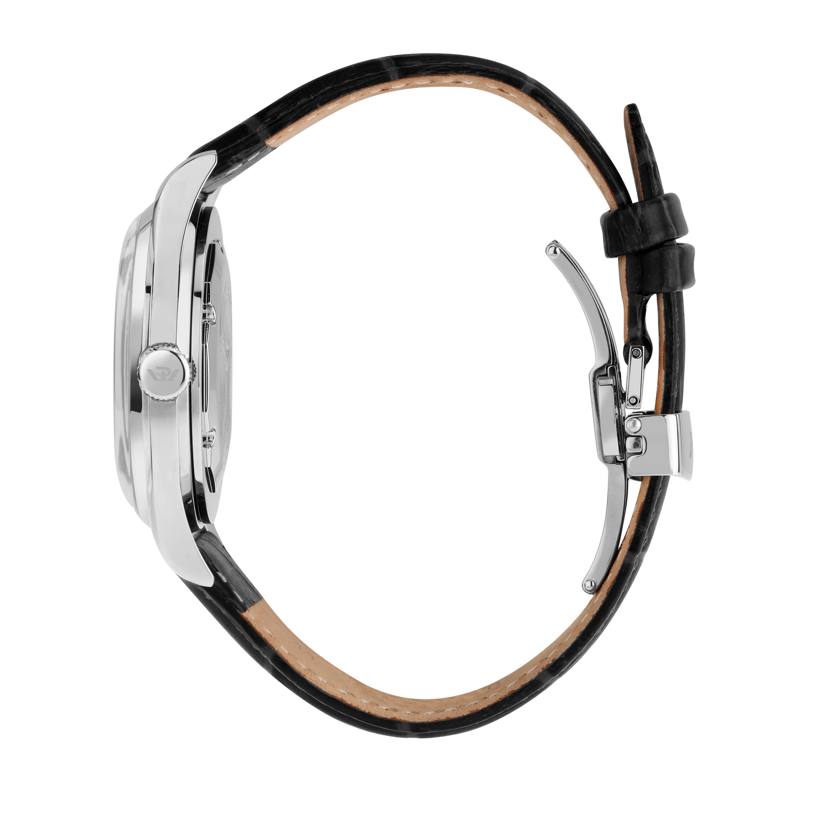 Philip Watch Sunray R8251180036, profilo laterale della cassa e cinturino nero