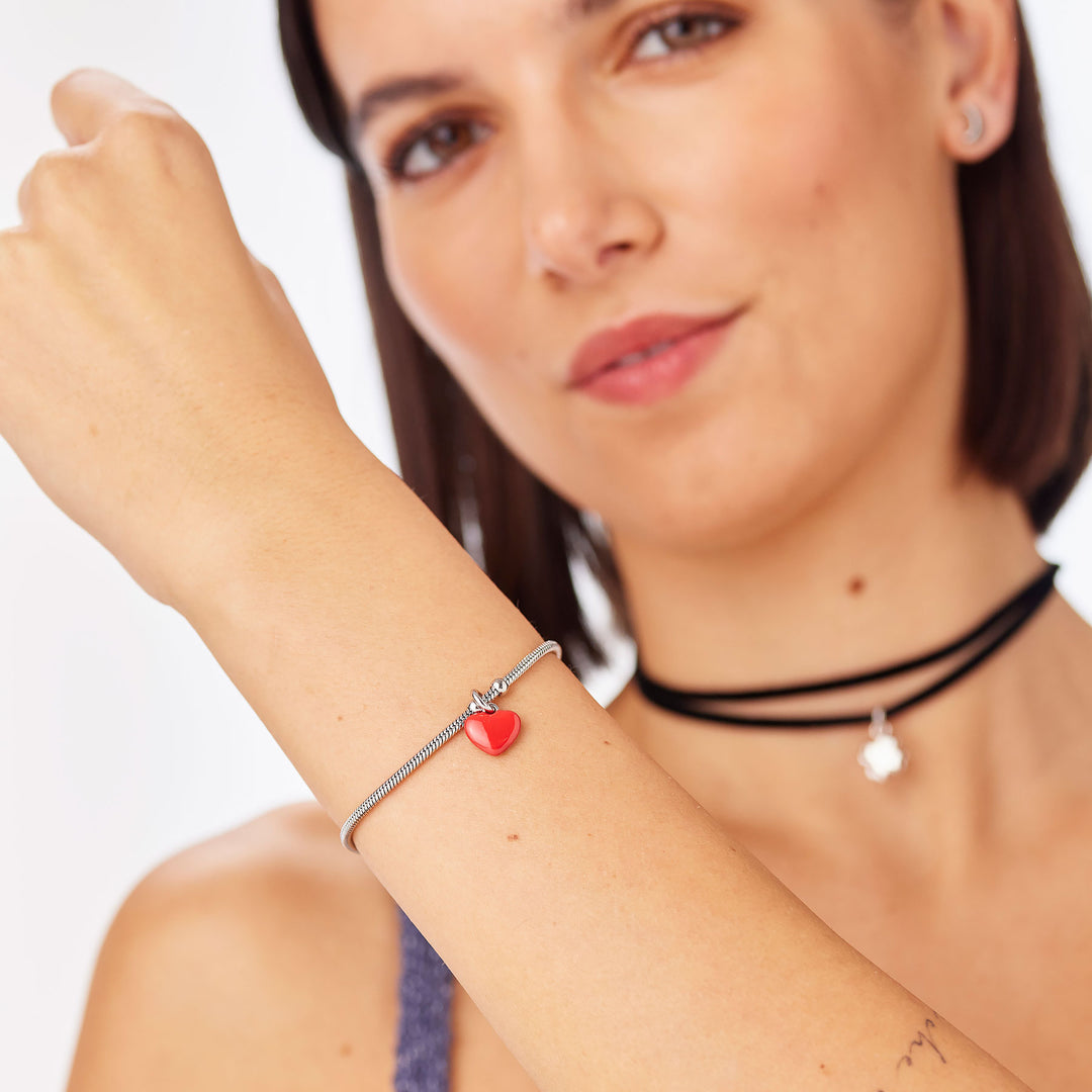 Bracciale S'Agapõ Click SCK291 cuore rosso-2b Gioielli