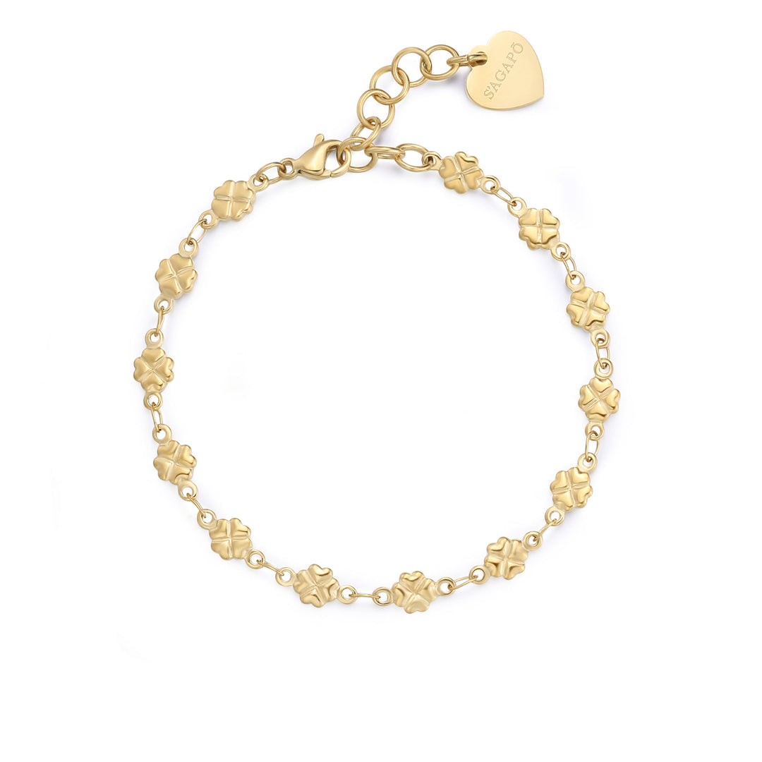 Bracciale S'Agapõ Chunky SHK102 quadrifogli dorati-2b Gioielli