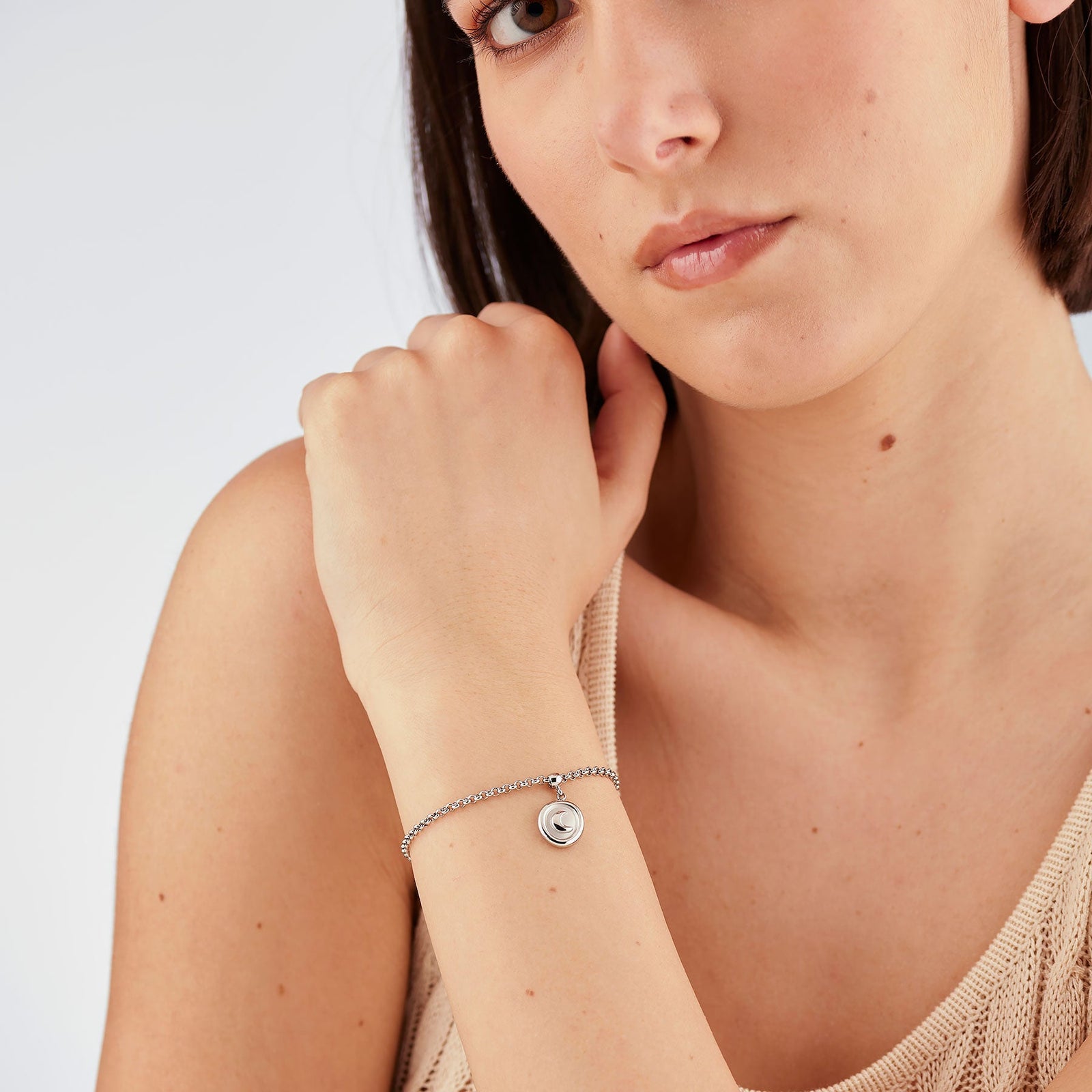 Bracciale S'Agapõ Feelings SFE46 con luna in acciaio donna-2b Gioielli