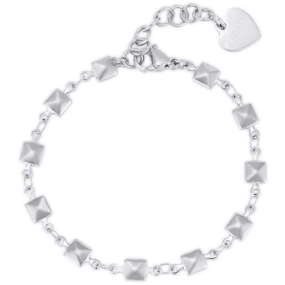 Bracciale S’Agapõ Chunky SHK31 in acciaio geometrico 18,5 cm-2b Gioielli