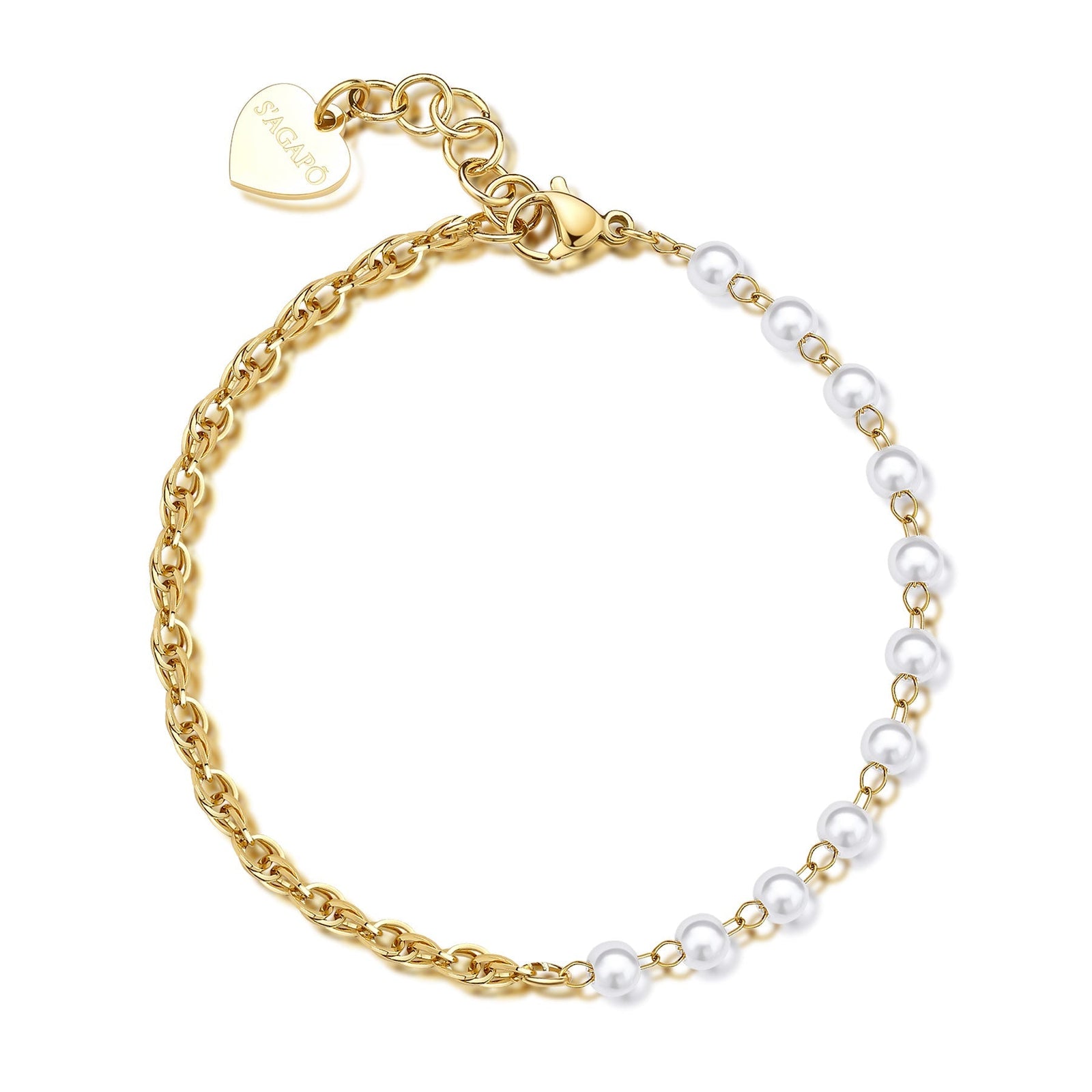 Bracciale S’Agapõ Chunky SHK68 dorato con perle di conchiglia – vista principale