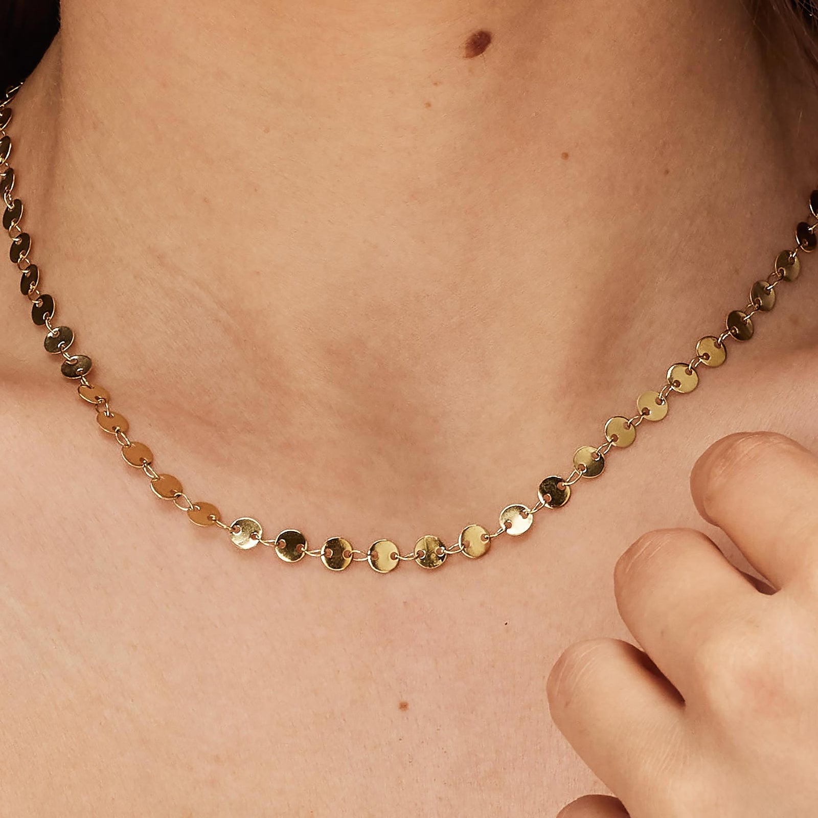Collana S’Agapõ Chunky SHK84 dorata a dischetti-2b Gioielli