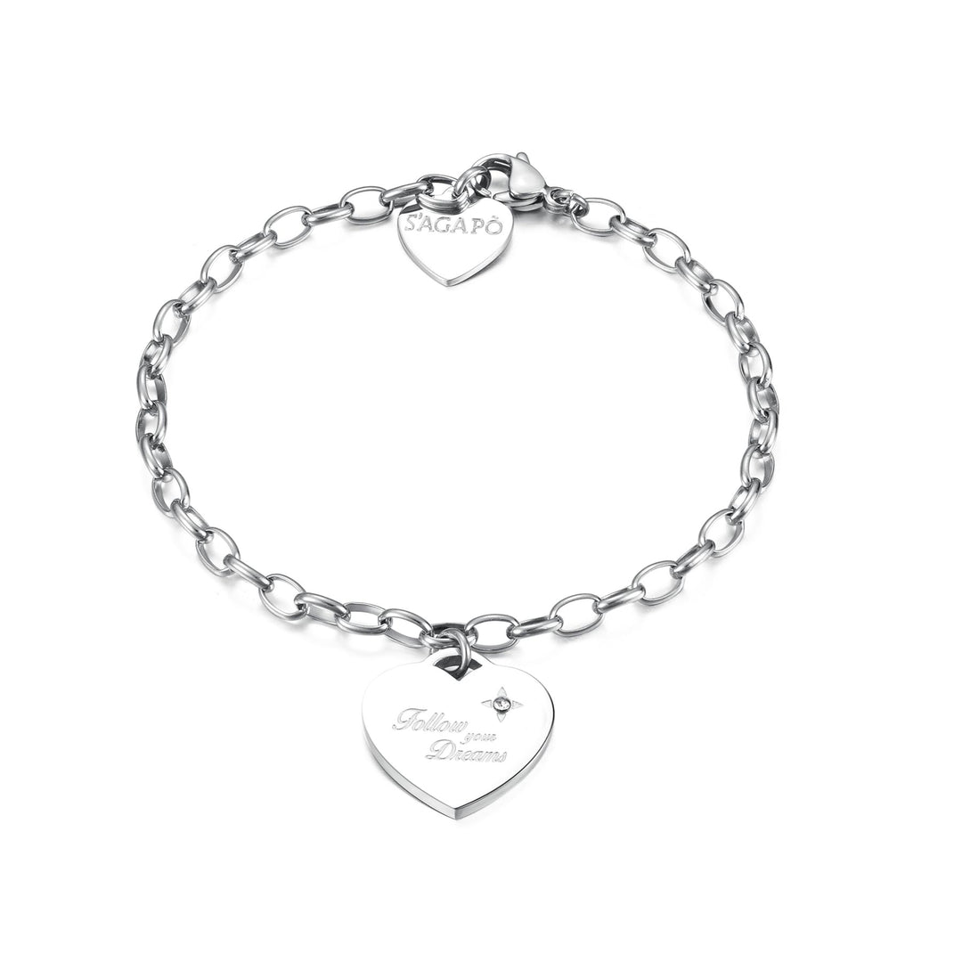 Bracciale S'Agapõ Be My Always SBM14 cuore con cristallo-2b Gioielli