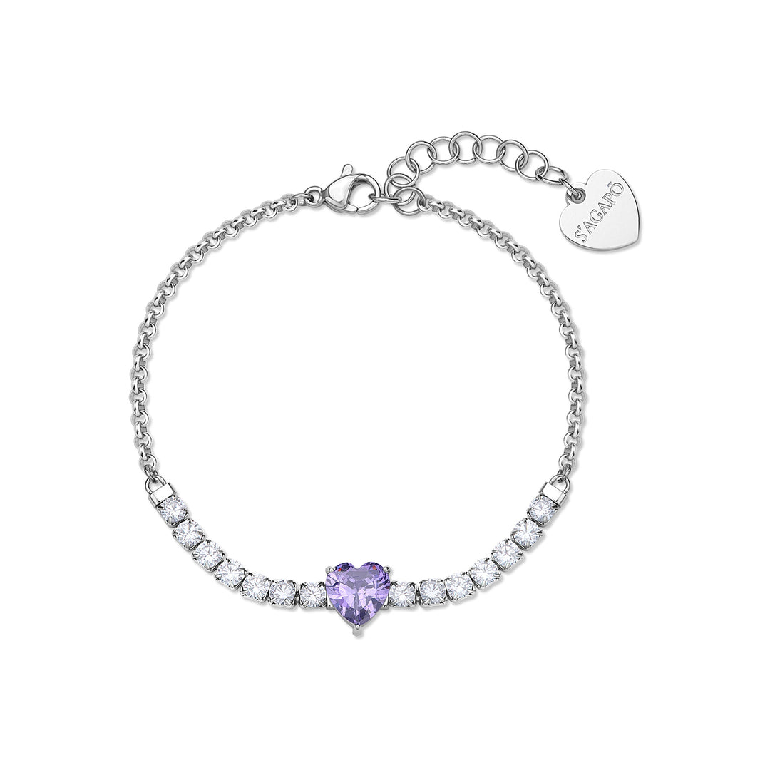 Bracciale S'Agapõ Dazzly SDZ153 cuore color ametista-2b Gioielli