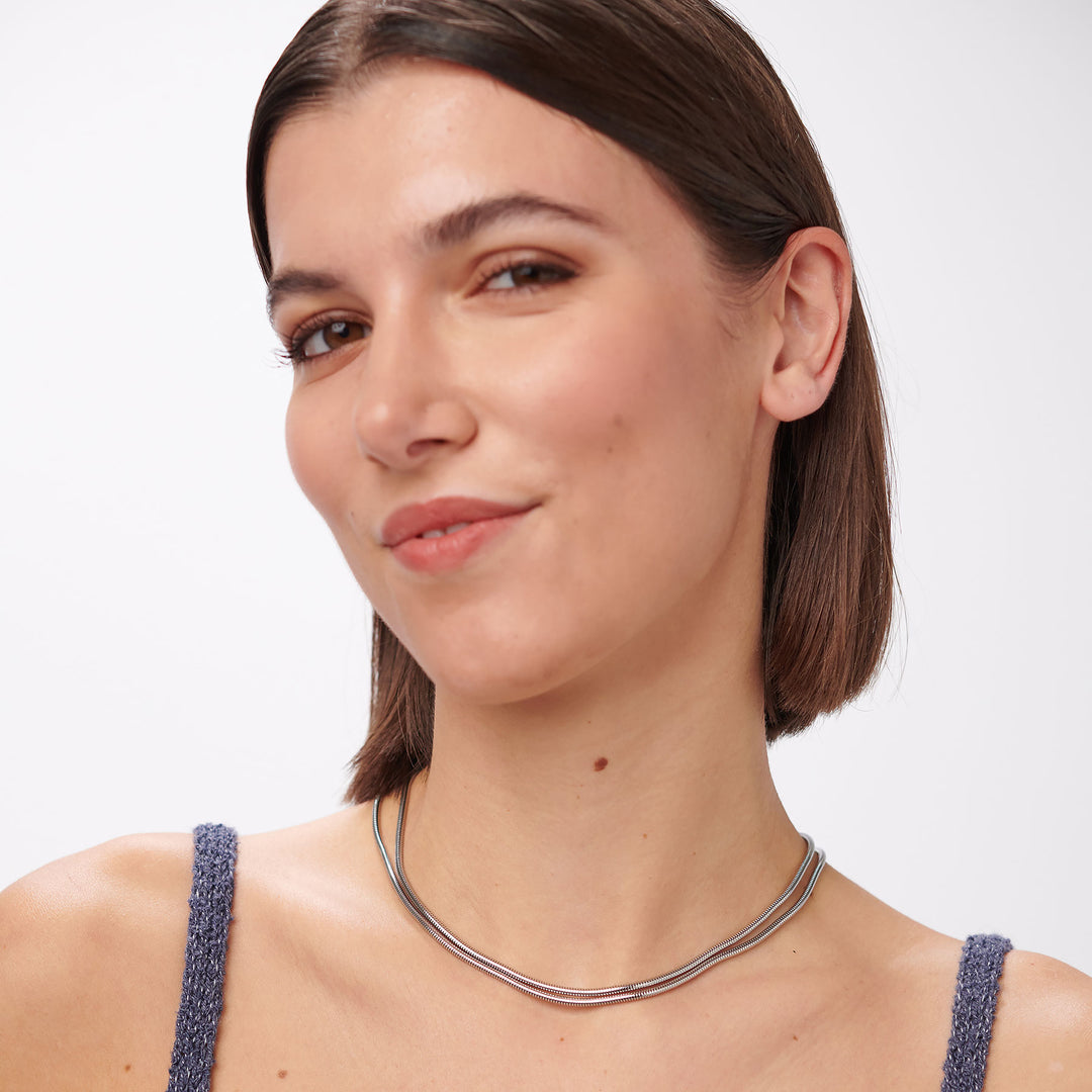 Collana S'Agapõ Chunky SHK110 catena snake doppio filo-2b Gioielli