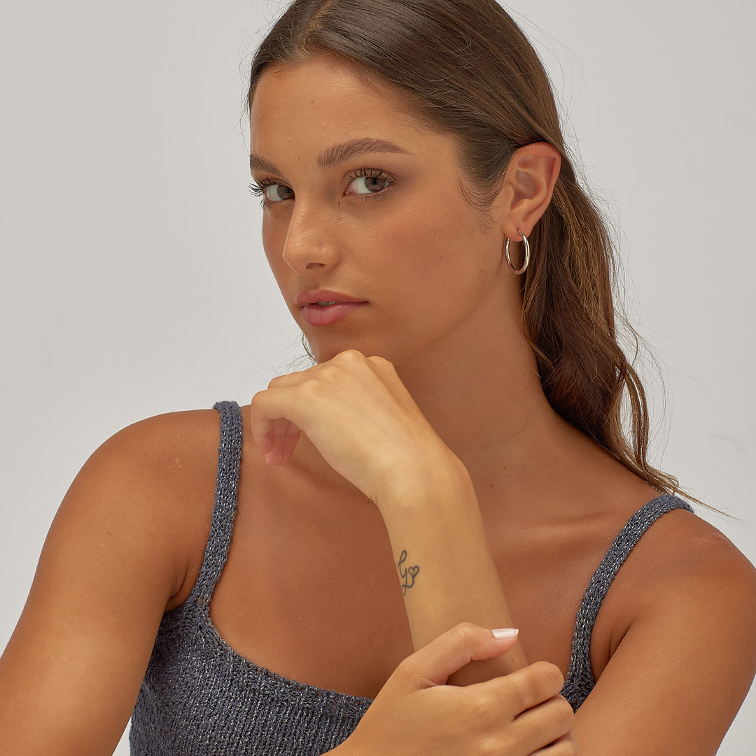 Orecchini S'Agapõ Chunky SHK71 cerchi in acciaio-2b Gioielli