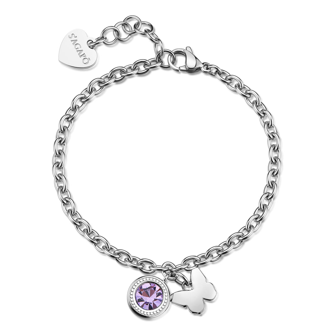 Bracciale S'Agapõ Lucky Light SKT61 farfalla con cristallo viola-2b Gioielli