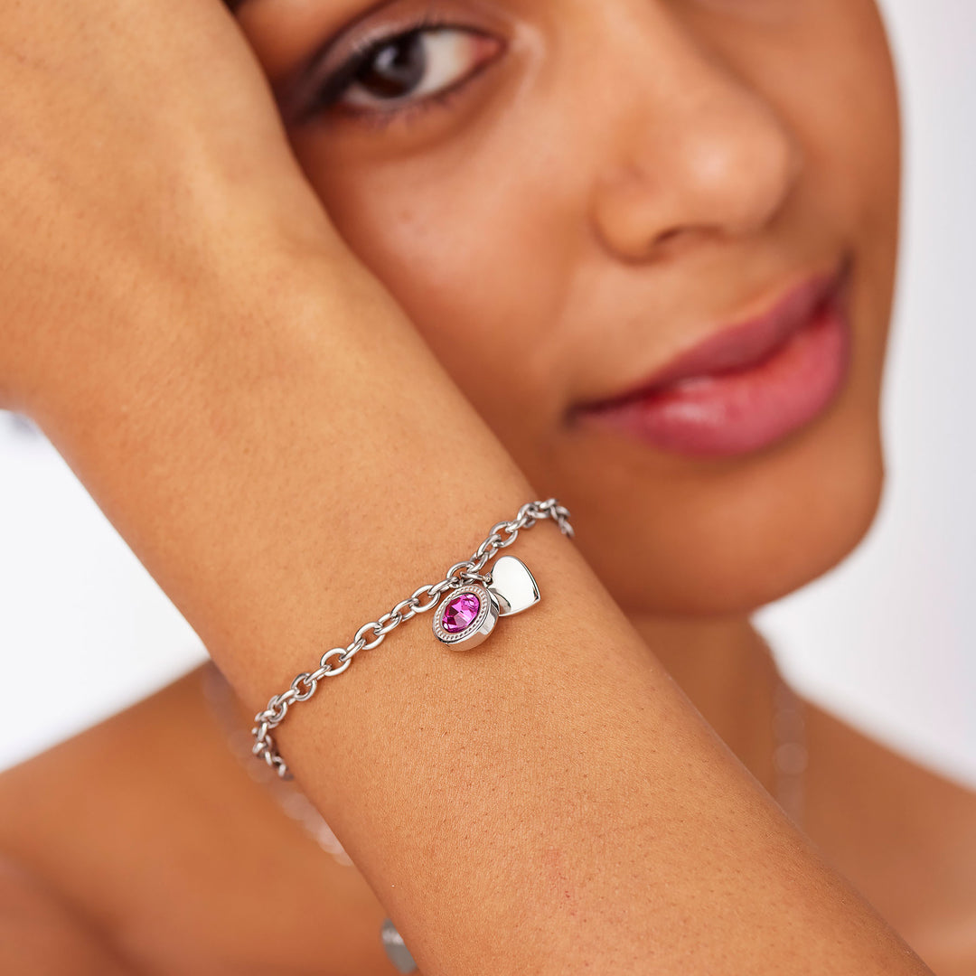 Bracciale S'Agapõ Lucky Light SKT62 cuore con cristallo fucsia-2b Gioielli