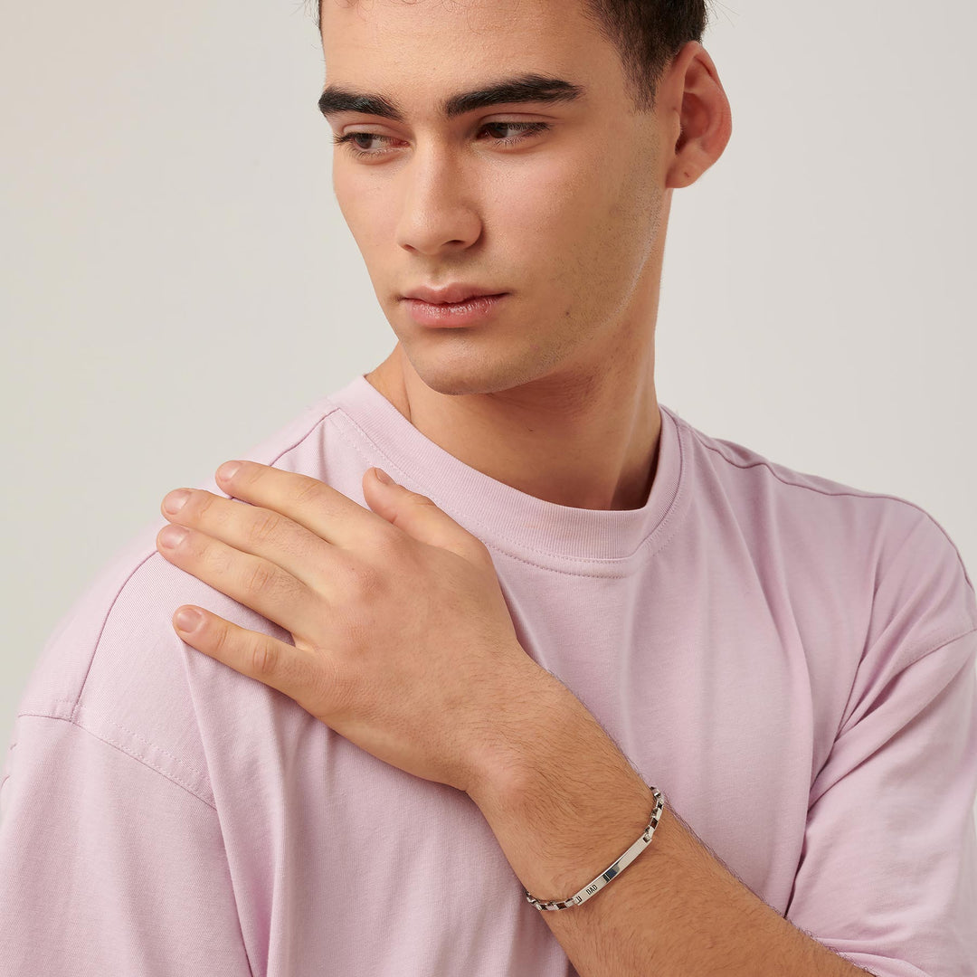 Bracciale S'Agapõ Proud SPD16 targa con smalto nero-2b Gioielli