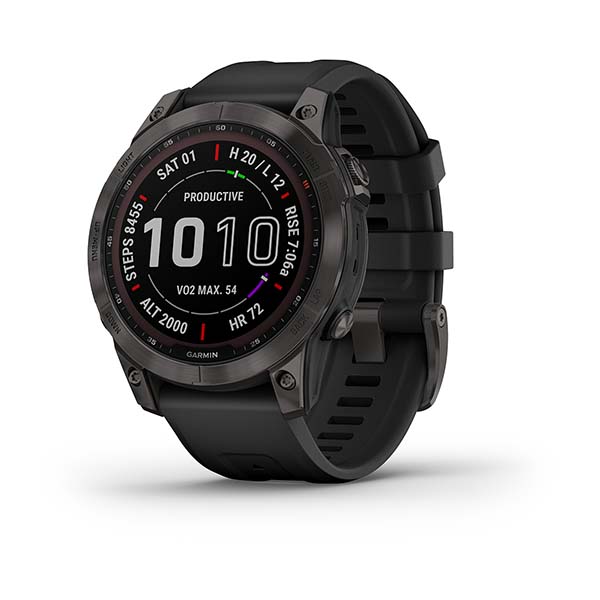 Orologio Garmin Fenix 7 010-02540-21 Sapphire Solar Titanium Carbon Grey 47 mm smartwatch-2b Gioielli