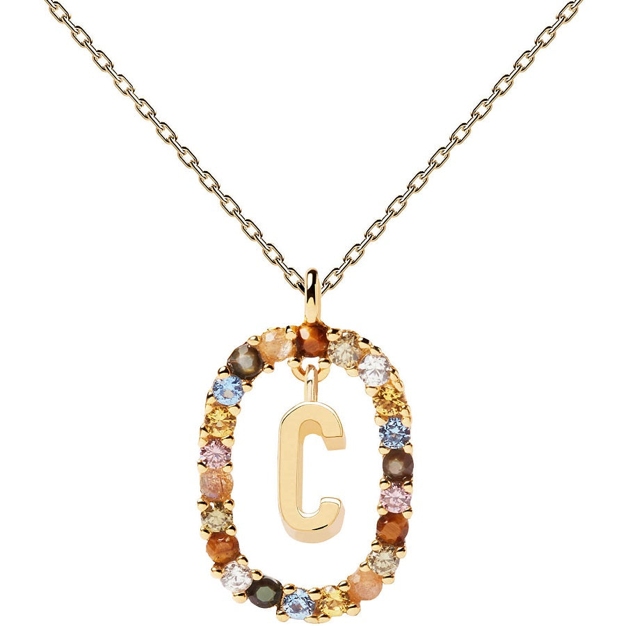 Collana PdPaola CO01-262-U Lettera C in argento 925 placcato oro 18 Kt-2b Gioielli