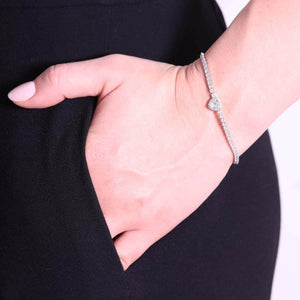 Bracciale Tennis cuore bianco donna argento-2b Gioielli