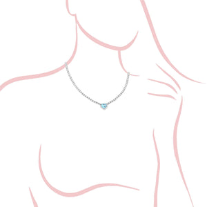Collana argento Tennis cuore acquamarina donna-2b Gioielli