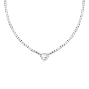 Collana argento Tennis cuore bianco donna-2b Gioielli