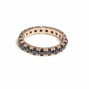Anello veretta Eternity oro rosa 18kt Diamanti neri 2,85 Ct-2b Gioielli