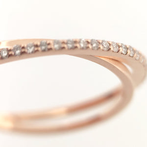 Anello oro Rosa 18kt Diamanti 0,10 Ct-2b Gioielli