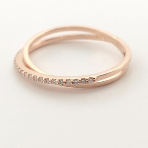 Anello oro Rosa 18kt Diamanti 0,10 Ct-2b Gioielli