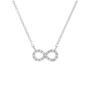 Girocollo oro bianco 18kt Diamanti 0,10 Ct con infinito-2b Gioielli