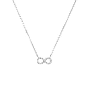Girocollo oro bianco 18kt Diamanti 0,10 Ct con infinito-2b Gioielli