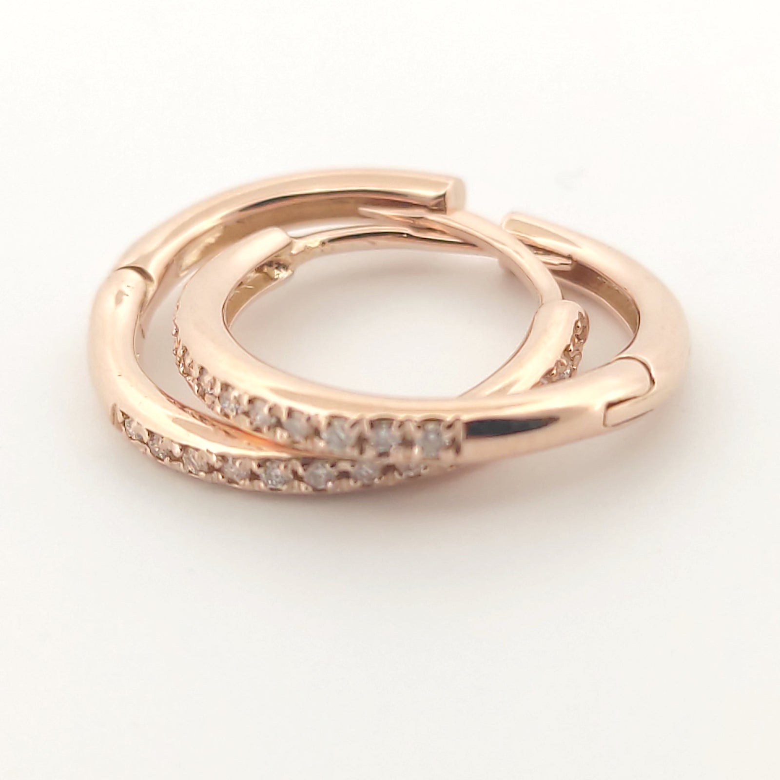 Orecchini oro rosa 18kt Diamanti 0,14 Ct a cerchio-2b Gioielli