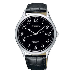 Orologio Seiko Classic nero numeri arabi zaffiro uomo pelle SGEH77P1-2b Gioielli