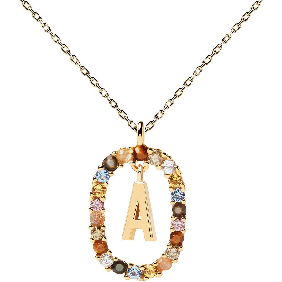 Collana PdPaola CO01-260-U Lettera A in argento 925 placcato oro 18 Kt-2b Gioielli
