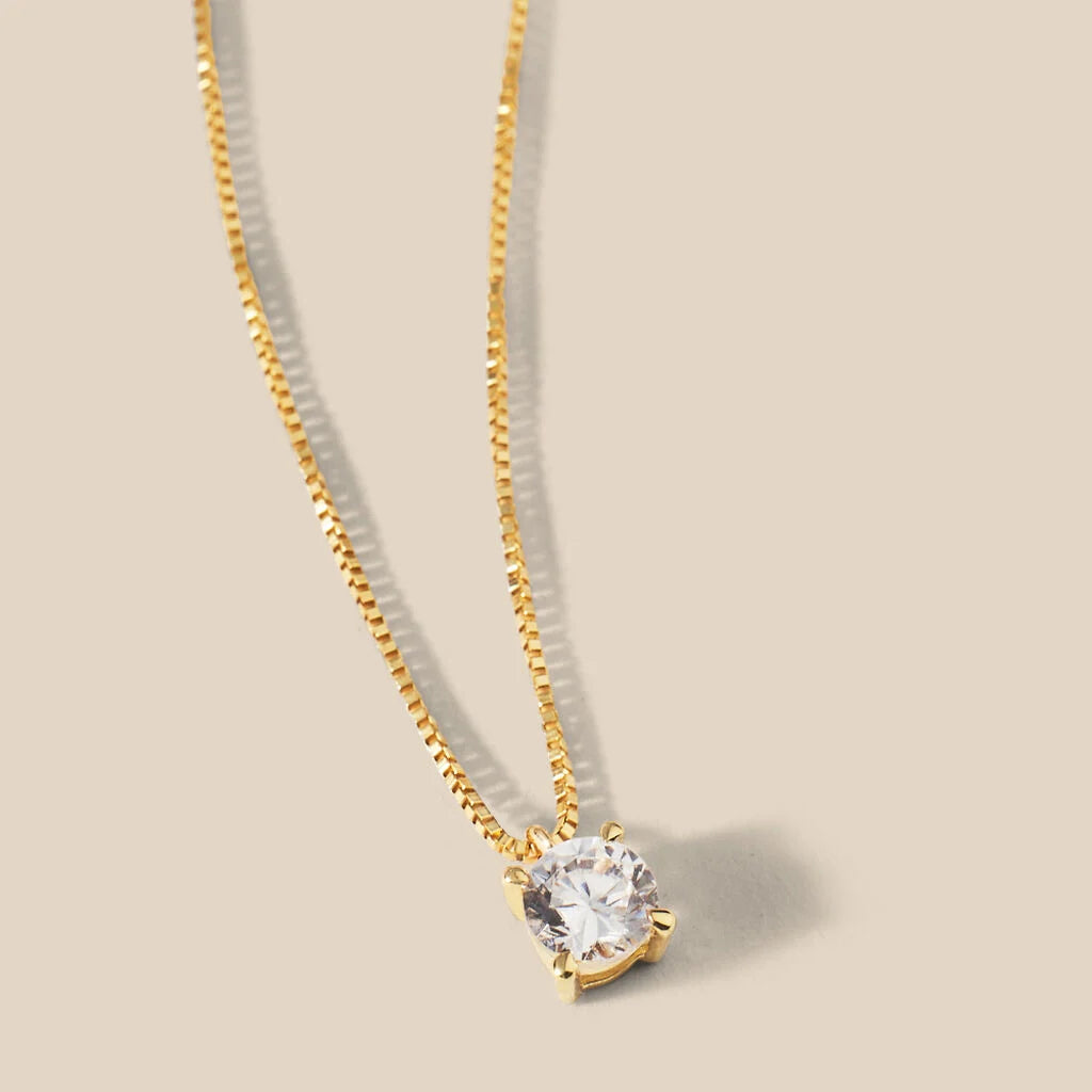 Collana Oro Giallo 9k (375/1000) Con Ciondolo A Cuore E Rubino, Donna, Ivy Gems, Catena 46 Cm, Gioiello Fine
