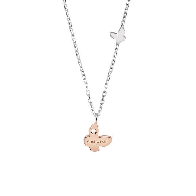 Collana Salvini Be Happy oro bianco 9 Kt farfalla Diamanti 0,01 Ct-2b Gioielli