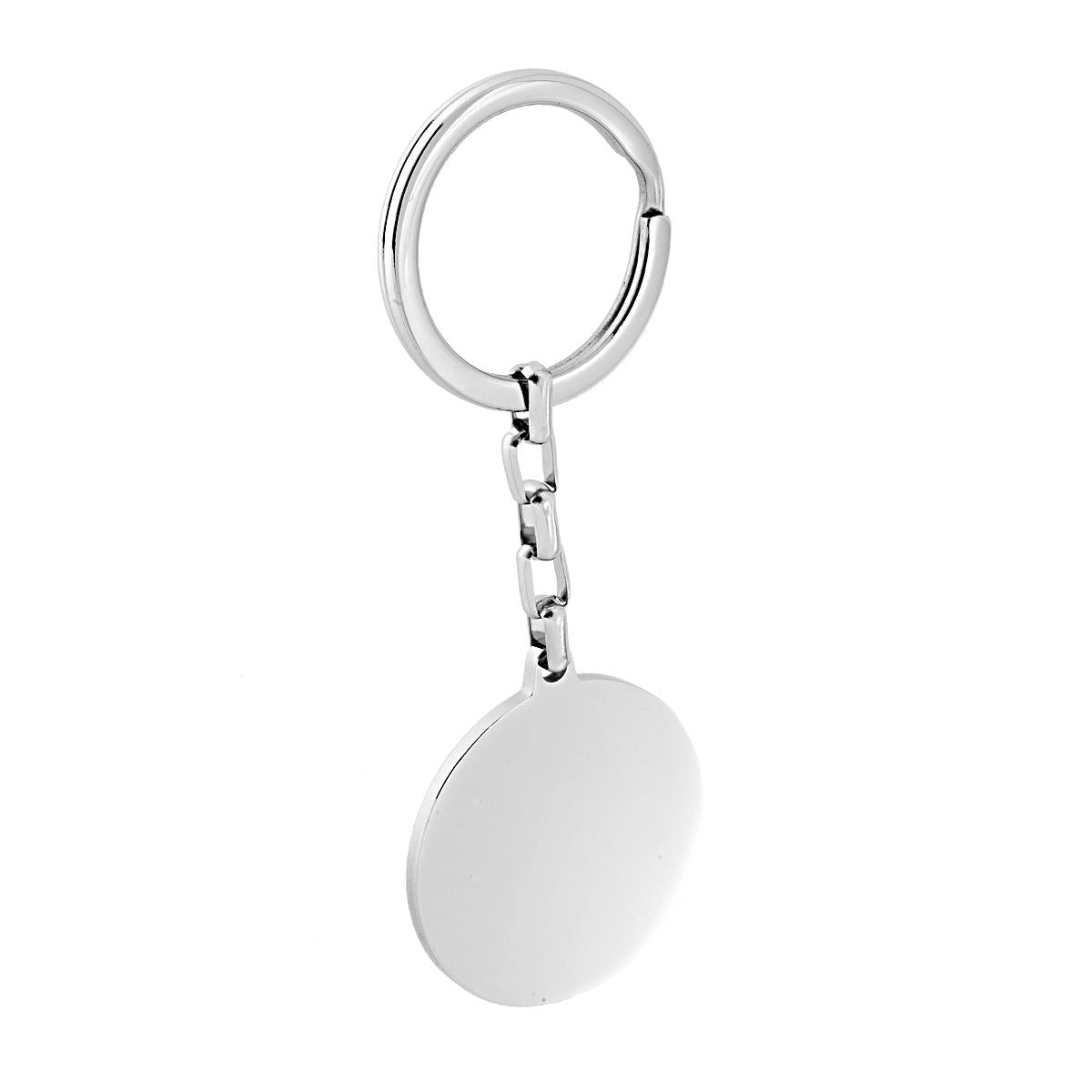 Portachiavi in acciaio piastrina tonda-2b Gioielli
