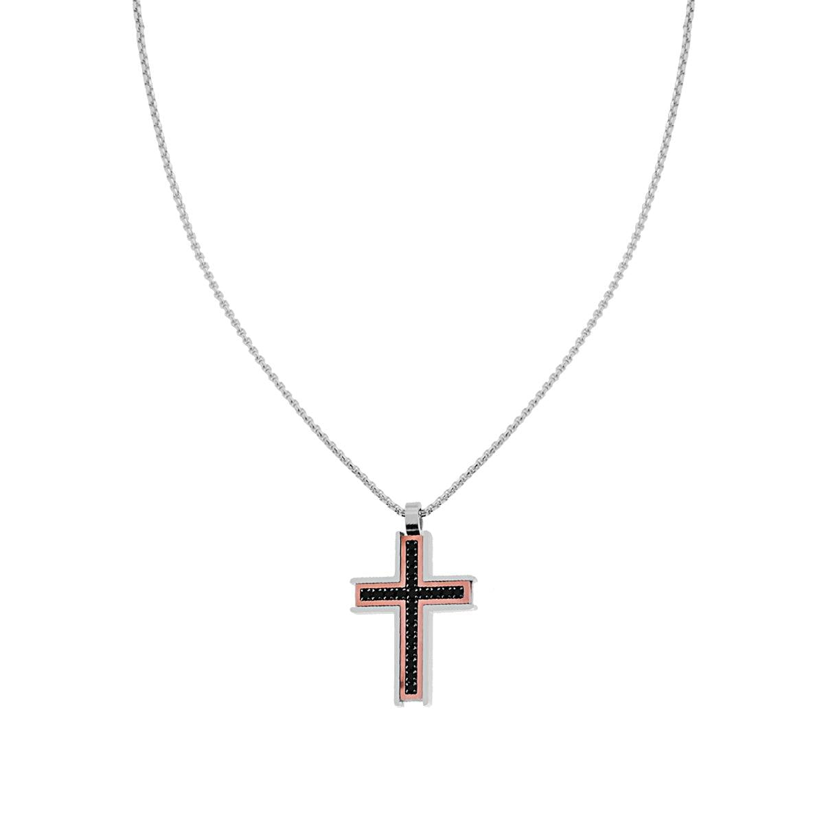 Collana uomo in acciaio croce-2b Gioielli