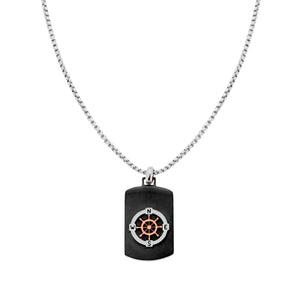 Collana uomo in acciaio con piastrina e timone-2b Gioielli