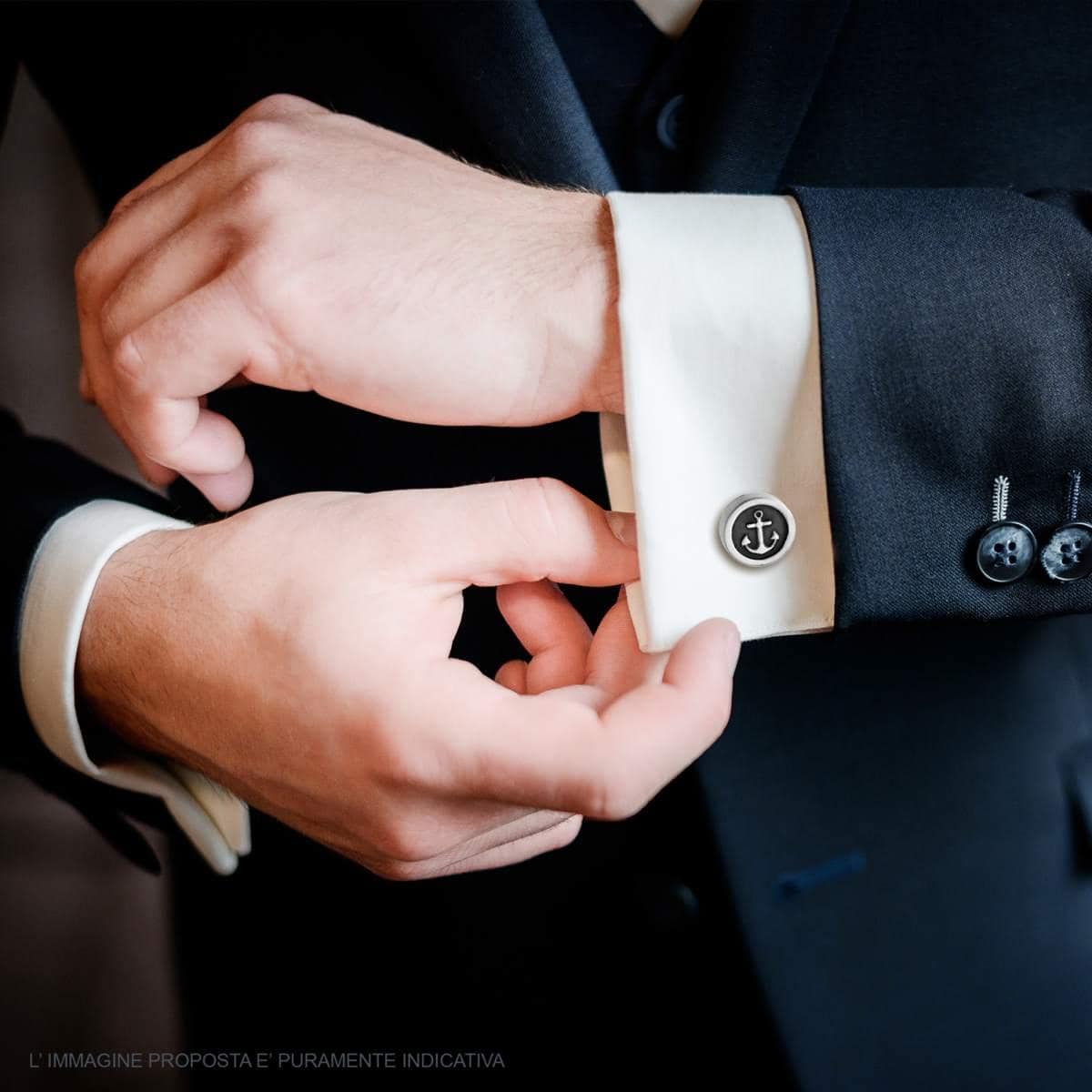 Gemelli uomo in acciaio tondi ancora-2b Gioielli