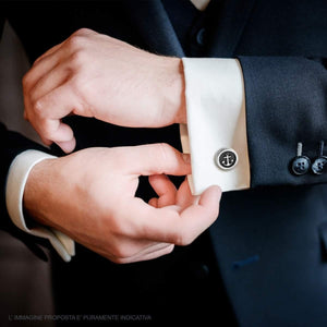 Gemelli uomo in acciaio tondi ancora-2b Gioielli