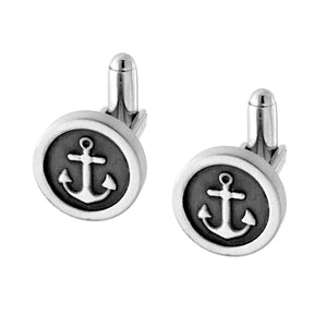 Gemelli uomo in acciaio tondi ancora-2b Gioielli